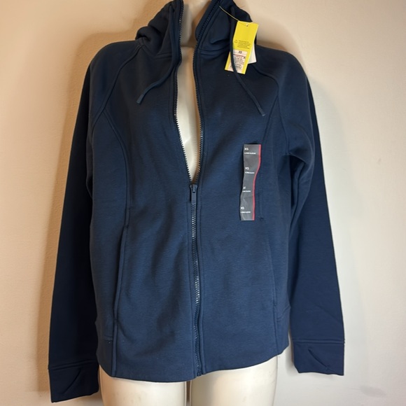 All In Motion Women’s Navy Blue Full Zip Hoodie Thumbholes Pockets Sz XS NWT - Picture 2 of 8